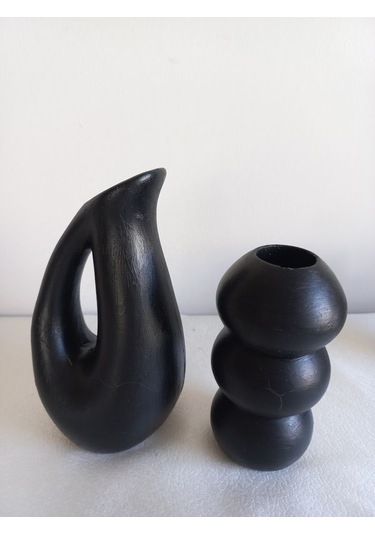 Sürahi Balon Vazo Set Siyah Siyah