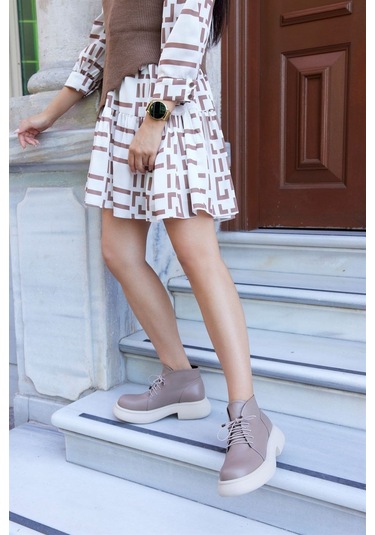 Ella Vizon Hakiki Deri Kadın Bot-vizon Vizon