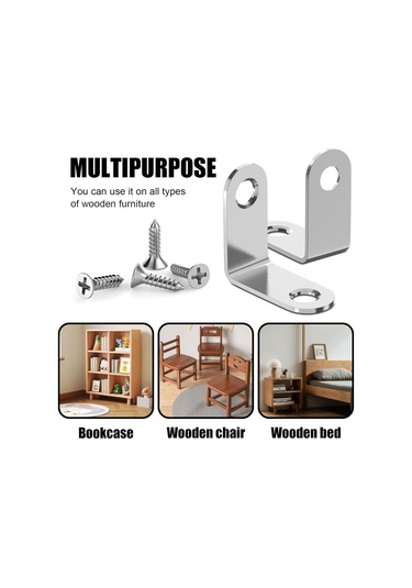 30 Paslanmaz Çelik Köşe Braketi - 90 Derece Metal Köşeler - 30 X 30 Mm - Masalar, Sandalyeler Ve Kitaplıklar İçin 60 Vida Dahil - Gümüş Diğer