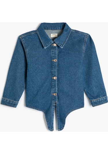 Koton Kot Ceket Önden Bağlamalı Uzun Kollu Pamuklu Orta İndigo 4skg20013ad 4SKG20013ADMID İndigo