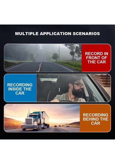 Gajeena A18 Model 1080p Gece Görüşlü Üç Kanallı Wifi Araç Kamerası - Otomatik Döngü Kayıt Ve Park Monitörü Fonksiyonu