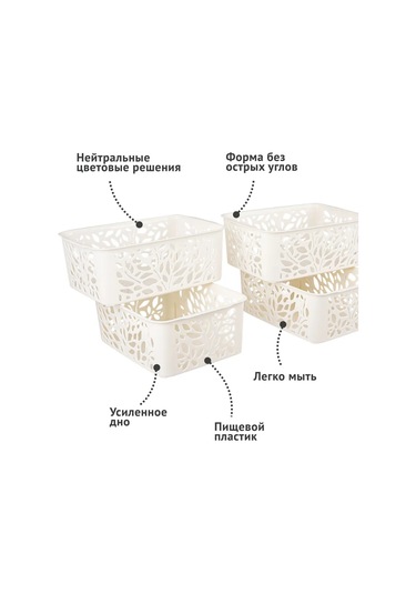 Polimerbyt Plastik Depolama Sepeti Düzenleyici 2,3 L 6 Adet. 444714079 Sütlü