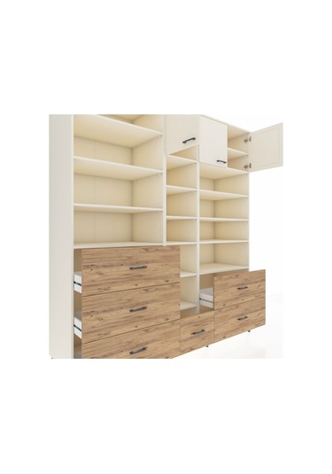 Kronos Dolap 17 Raflı 6 Çekmeceli 3 Kapaklı 220x59x243 Aytaşı-aytaşı/çam Aytası/atlas Çam