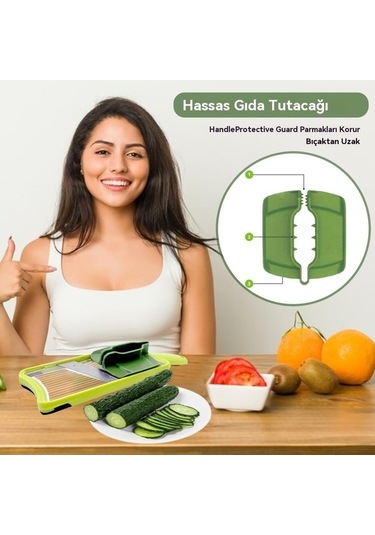 Createtech Çok Elli Ayarlanabilir Paslanmaz Çelik Mandolin Dilimleyici Konforlu Kavrama İle Meyve Sebzeye Hızlı Dilimleyici Rende Diğer Diğer