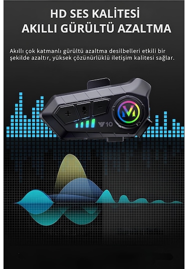 AbbRuch Y10 Bluetooth Intercım Motosiklet Kulaklığı