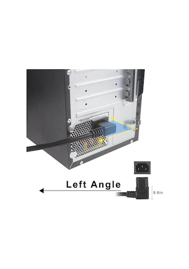 Koodmax 5 Adet C13 Power Güç Elektrik Kablosu 90 Derece L Tip Sol Açılı Power Kablo - 1.8 Mt