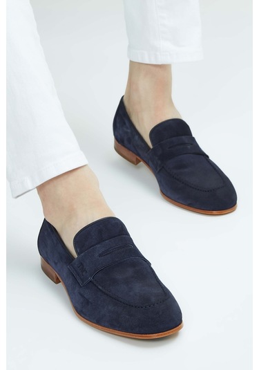 Tamer Tanca Erkek Hakiki Deri Lacivert Süet Loafer Ayakkabı 183 27305 Erk Ayk Sk23/24 Lacı Suet Lacivert
