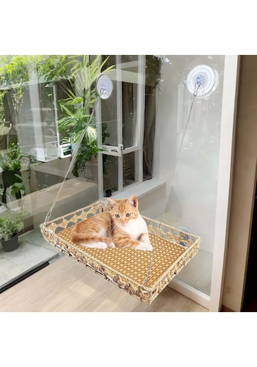 Homyl Kedi Pencere Hamak, 4 Vantuzlu Tüneği, Salon Montajlı