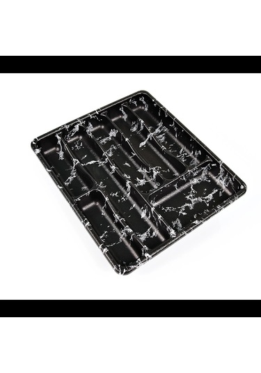 Küçük - Siyah - 7 Bölmeli Çekmece İçi Kaşıklık 36x32cm 5365 Çok Renkli