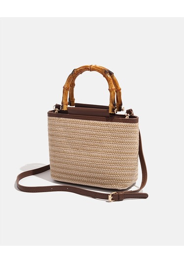 Charhp&kejnt Dokuma Çanta Çok Yönlü Moda Elde Taşınan Omuz Çantası Kahverengi