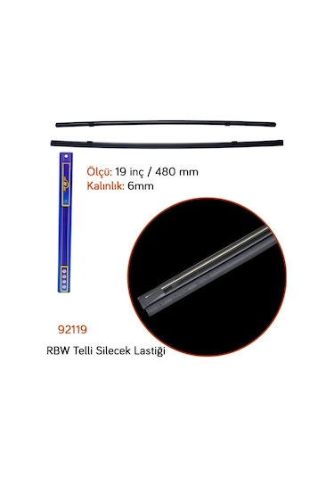 Rbw 92119 Telli Üniversal 19 İnç / 480 Mm Silecek Lastiği 6Mm