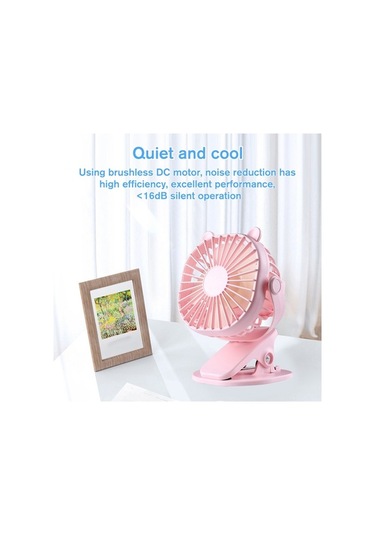 Didadodo Usb Masalı Mini Masa Vantilatörü - 3 Hızlı, 360 Dön., Taşınabilir Serinletici Pembe, 360 Dönme Pembe