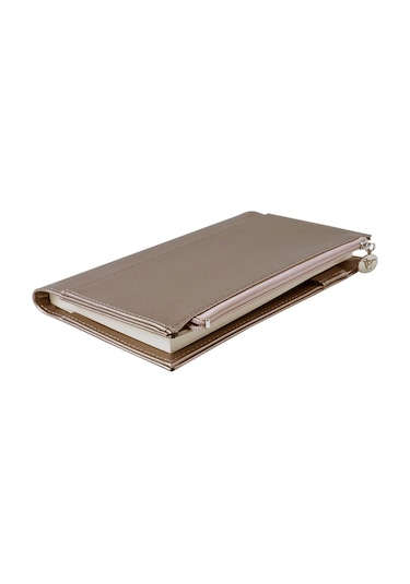 Victoria's Journals Zipco 9.6x16.6 96 Yaprak Çizgili Defter Altın 7180 Kahverengi