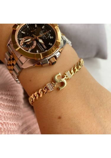 Simurg Jewellery 14 Ayar Altın Kaplamalı Gümüş Harf Bileklik