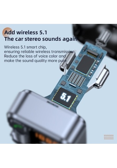 Xiyyadms Araç Bluetooth 5.1 Mp3 Çalar Fm Transmitter, Usb Hızlı Şarj, Sigara Çakmaklı Alıcı