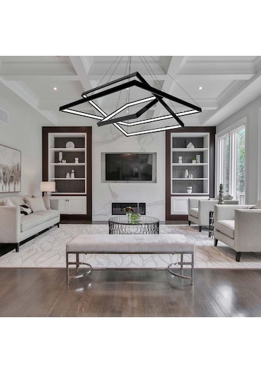 Square Saturn Modern Led Avize Sarkıt Linear Aydınl