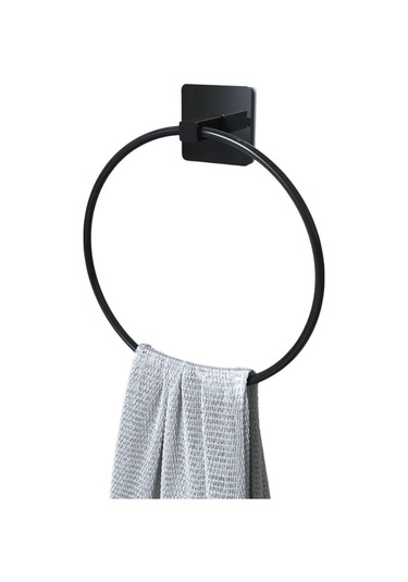 Kendiliğinden Yapışkanlı Siyah Paslanmaz Metal Yuvarlak Havluluk