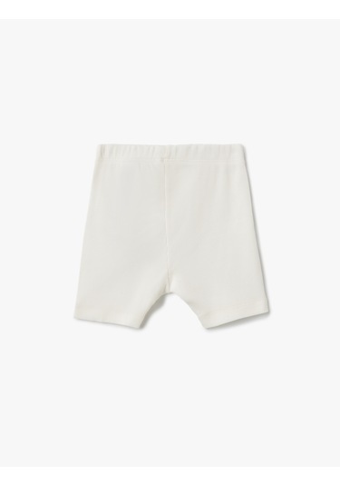 Koton Pamuklu Lastik Detaylı Ribanalı Basic Kısa Tayt Ekru 5skg40011ak Ekru