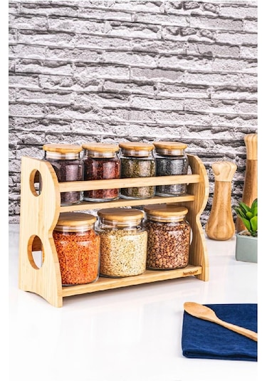 Bambum Bench 8 Parça2 Katlı Baharat Seti Yatay B4633 Şeffaf