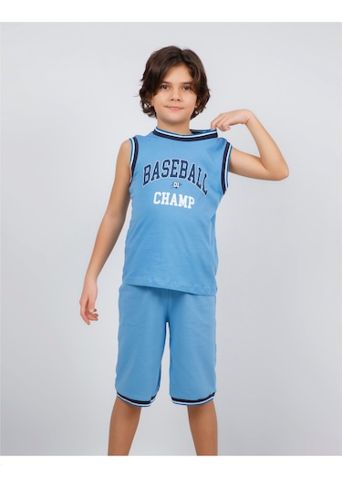 Erkek Çocuk Kolsuz Baseball Baskılı Basic Kaprili Takım 6-9 Yaş 001