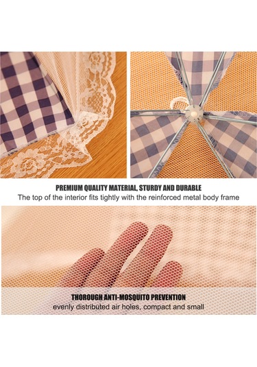 Gajeena Küçük Boy Bej Kutuplu Desenli Katlanabilir Gıda Koruması - Sinirli Metal Çubuklu Yoğun Ağızlı Kumaş - Ensektör Koruma - Mutfak, Kamp, Piknik İçin Tekrarlı Kullanım Kahverengi