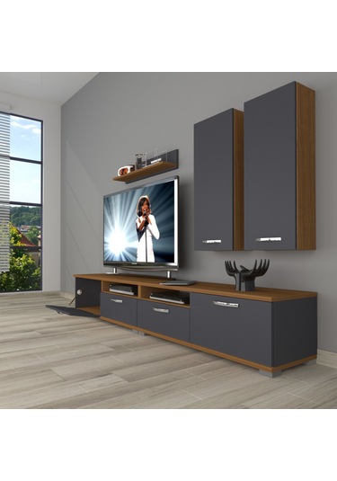 Decoraktiv Eko 5200d Mdf Tv Ünitesi Tv Sehpası Ceviz - Antrasit