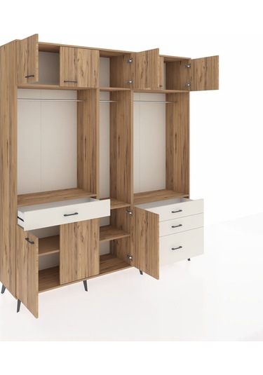 Hyperion Dolap 8 Raflı 4 Çekmeceli 3 Askılı 220x44x243 Çam-çam/aytaşı Atlas Çam/aytası