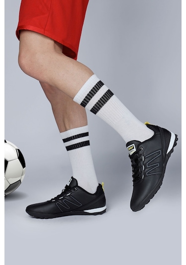 Jump 29112 Siyah Halı Saha Krampon Futbol Ayakkabısı Beyaz - Siyah