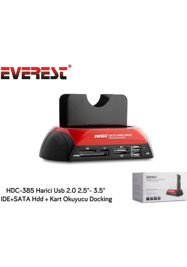 Everest Hdc-385 Harici Usb 2.0 2.5- 3.5 Ide+Sata Hdd + Kart Okuyu