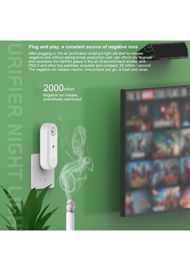 Yaozixa Beyaz Led Akıllı Halka Sensörlü Negatif İyonlu Hava Temizleyici Gece Lambası Avrupa Standartı Çok Renkli