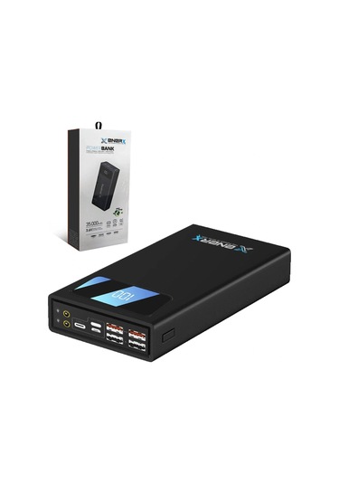 Enerx Enr-p35188dc Powerbank 35.000 Mah Dijital Ekranlı 4xusb+type-c+micro+iphone Fenerli Siyah Siyah