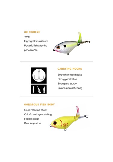 Neevoyu 75mm 17g Üst Su Süngerli Spinner Hard Bait - 6 Renkli Antikorozif İğneli 3d Gözlü Balık Yemi Seti