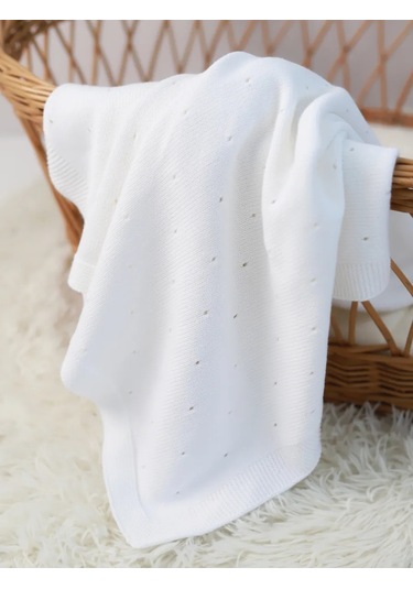 Yeni Doğanlar İçin Beyaz Örgü Battaniye 421561894 Beyaz