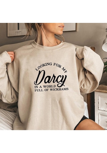 Kayısı Benim Darcy Kazak'ımı Arıyorum Jane Austen Fan Kapüşonlu Kazak Wickhams Top'la Dolu Bir Dünyada Gurur Ve Önyargı Kazak Kayısı