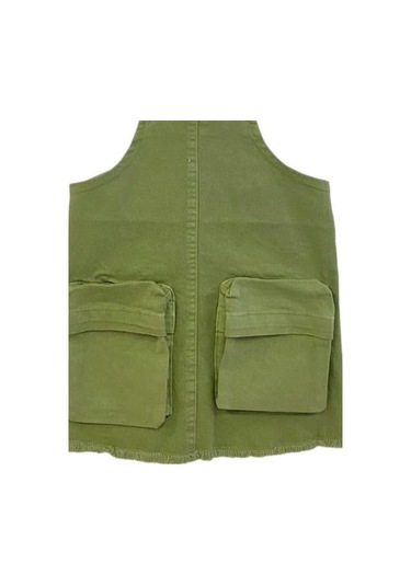 Kız Çocuk Dokuma Etekli Salopet-13862 Haki