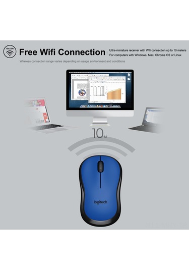 Monyee Logitech M220 Kablosuz Ofis Fare - Sessiz, Simetrik Tasarım, 10m Alım Mesafesi, Usb Alıcı, Gri Optik