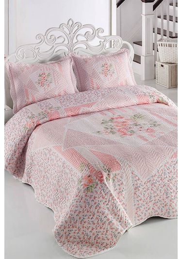 Örtüm Dolce Çift Kişilik Kapitone Yatak Örtüsü Takımı - Pudra