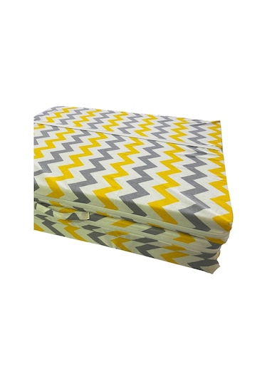 Viphomeconcept Katlanır Yer Yatağı Sünger Yatak Sarı Gri Zikzak 80X180 Cm-7 Cm