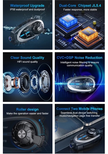 Q29 Motosiklet Kask İletişim Sistemi + Bluetooth Kulaklık + 1080p Hd Kamera