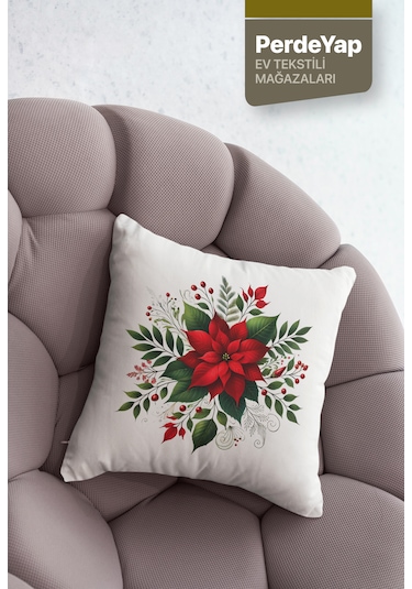 Kırmızı Güller Bahçesi Desenli 4'lü Kırlent Kılıfı