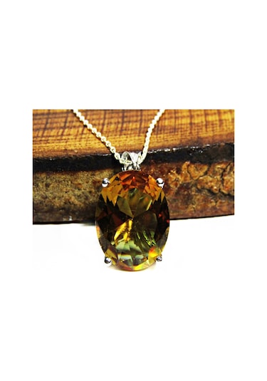 Gümüş Oval Büyük Taşlı Zultanit Kolye