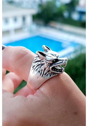 Kurt Şekilli Erkek Yüzük Gümüş Kaplama Ayarlanabilir El Yapımı Erkek Yüzük