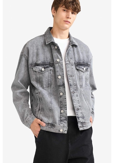 Defacto Oversize Geniş Kalıp Düğmeli Denim Ceket F4736ax25aunm18 Gri