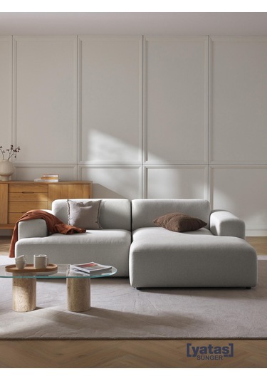 Most Mollista 2 Modül Sağ Köşe Koltuk 32 Gri Keten Kumaş Yumuşak