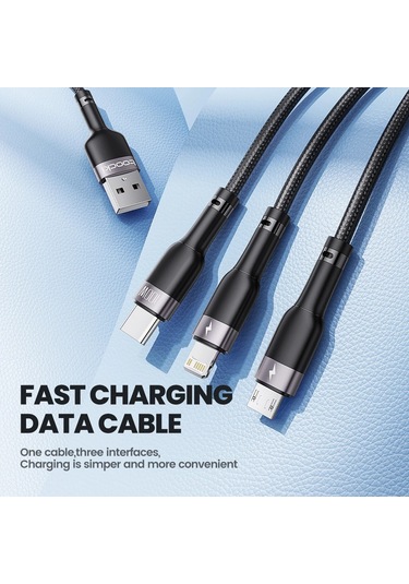 Toocki 100 W 3 İn 1 Usb 6A Hızlı Şarj Kablosu