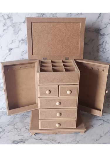 Hobi Adn Takı Kutusu Çok Fonksiyon 7 Çekmece Kutuda Sevk Mdf El Yapım Kahverengi