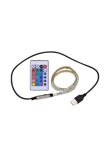 Kosona Rgb Led Şerit 30 Ledli Usb Beslemeli Dc5v 6w Kumandalı Ip65 Su Geçirmez 16 Renk 4 Işık Efekti Fade/flash Smd3528 0.5m Uzunluk