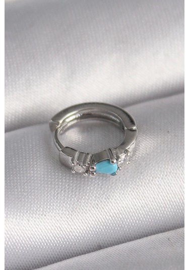 Ceylan Adam 316l Çelik Gümüş Renk Zirkon Taşlı Mavi Boncuk Detay Tragus Piercing Çok Renkli