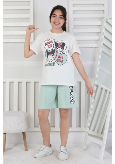 Love Is Kız Çocuk Üst Süprem Alt 2 İp Şort Takım Su Yeşili