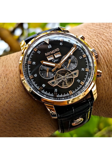 Raymond Star Seri Otomatik Erkek Kol Saati Rose Gold
